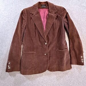 Harve Benard Blazer Womens 8 Brown Corduroy Two Button Magenta Lined Academia